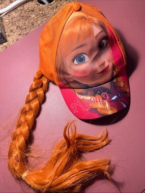 Anna Orange Kids Character Cap with Braided Ponytail Attachment